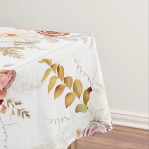 Boho Beige, Pampas Grass Terracotta Watercolour We Tablecloth