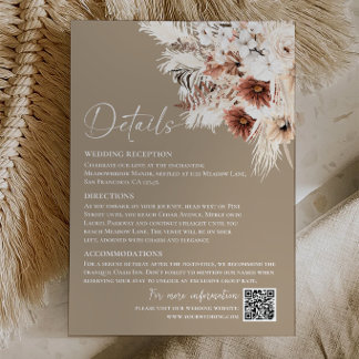Boho Beige Pampas Grass Wedding Enclosure Card