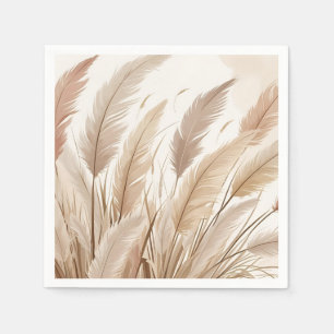 Boho Beige Pampas Grass Wedding Napkin