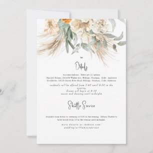 Boho Beige Pampas II Wedding Detail Invitation