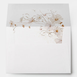 Boho Beige Watercolor Floral Garden Baby Shower Envelope