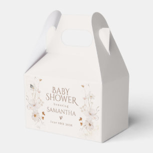 Boho Beige Watercolor Floral Garden Baby Shower Favour Box