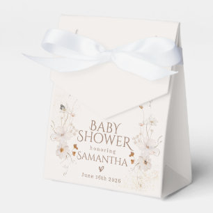 Boho Beige Watercolor Floral Garden Baby Shower Favour Box