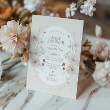 Boho Beige Watercolor Floral Garden Baby Shower