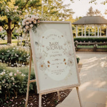 Boho Beige Watercolor Floral Garden Baby Shower