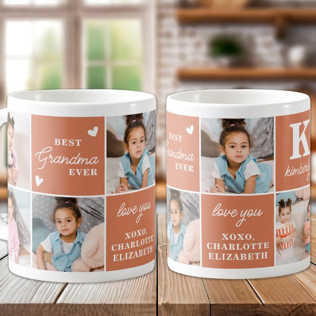 Boho Best GRANDMA Ever Custom Modern 7 Photo Coffee Mug (Creator Uploaded)