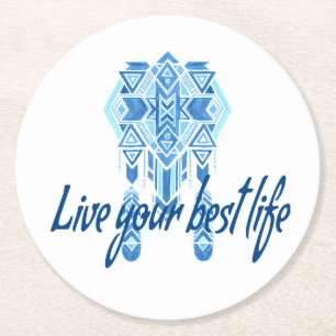 Boho Best Life Round Paper Coaster