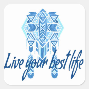 Boho Best Life Watercolor Square Sticker
