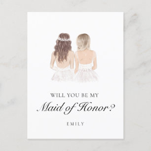 Boho Besties Maid of Honour Proposal Postcard