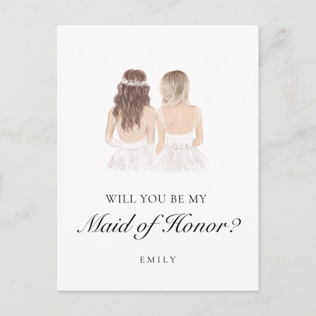Boho Besties Maid of Honour Proposal Postcard (Front)