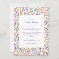 Boho Bicycle Floral Script Chic Couples Shower