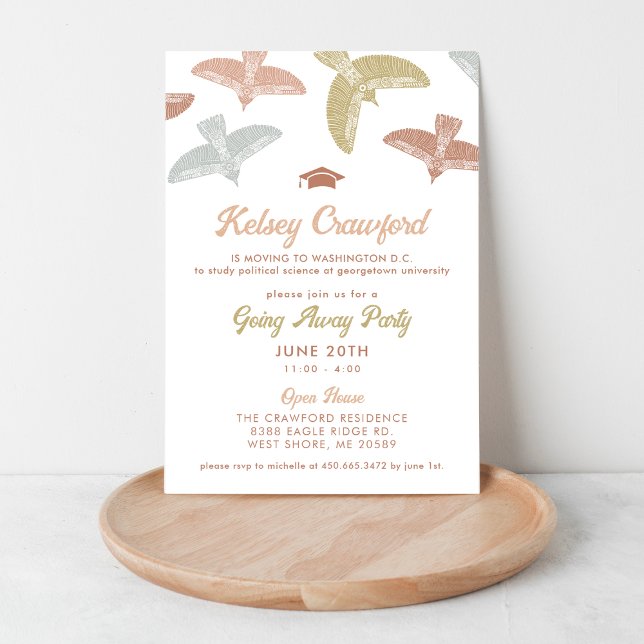  Boho Birds Graduation Going Away Party Invitation (Creator Uploaded)
