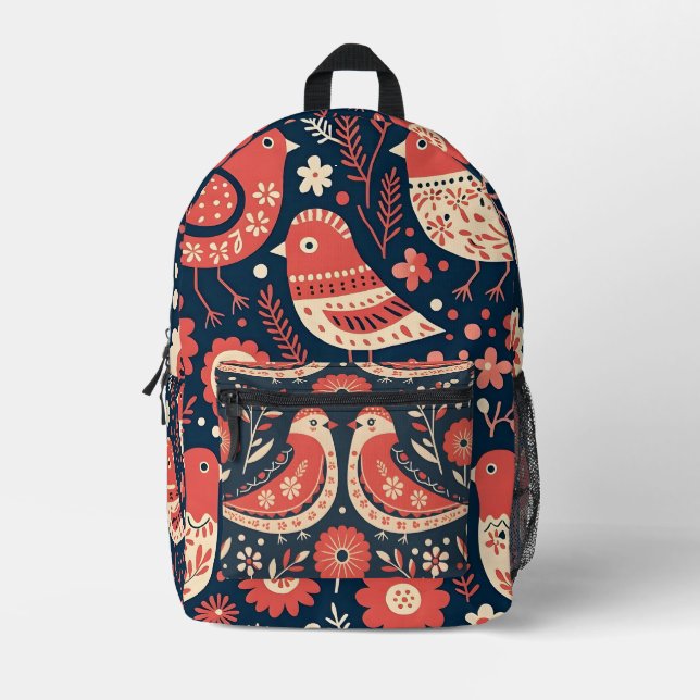Boho Birds Printed Backpack (Front)