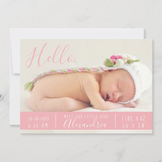 Boho Birth Announcement Hello Meet new baby Arrows (Front)