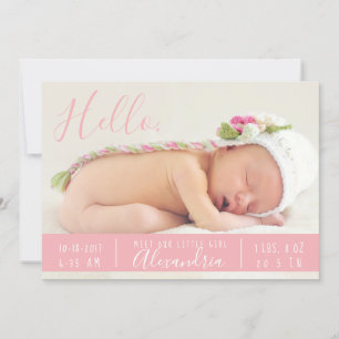 Boho Birth Announcement Hello Meet new baby Arrows