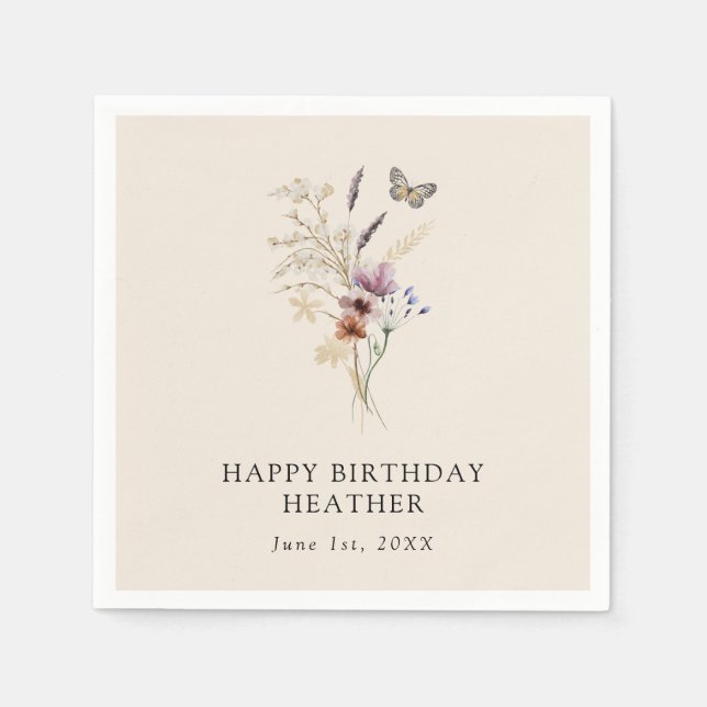 Boho Birthday Paper Napkin (Front)