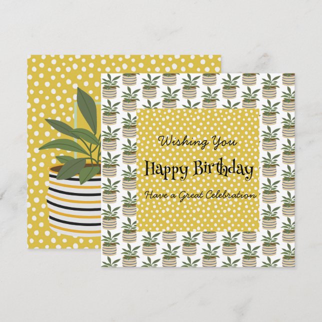Boho Birthday Plants Dots Gold Sage Green (Front/Back)
