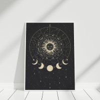 Boho Black and Beige Zodiac Moon Phases