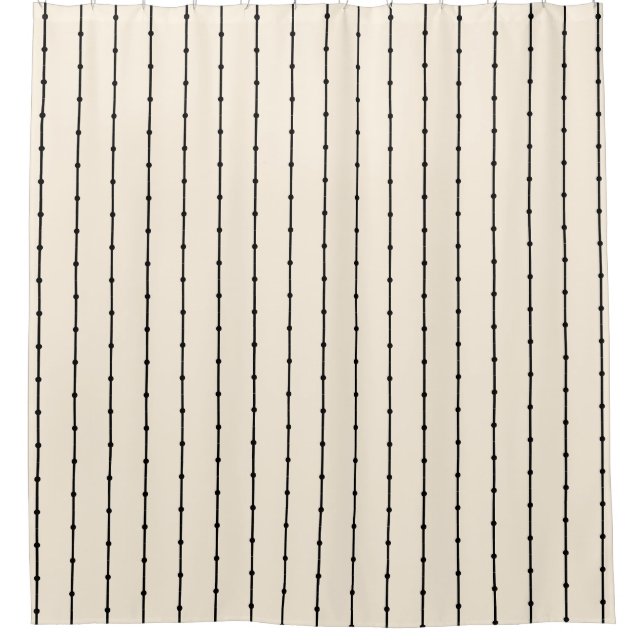 Boho Black and Cream stripes and dots modern Shower Curtain (Front)