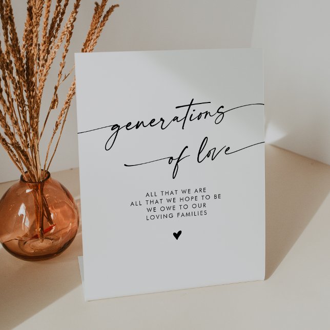 Boho Black and White Generations of Love Wedding Pedestal Sign (Boho Black and White Generations of Love Wedding Pedestal Sign)