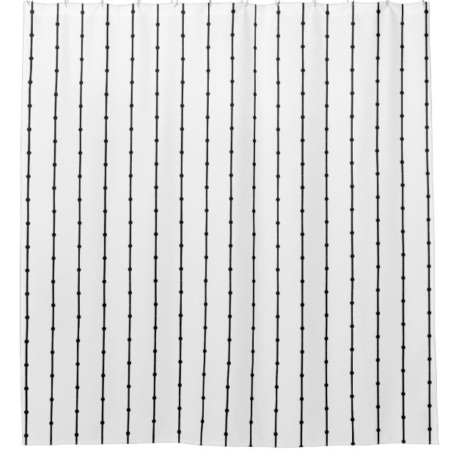 Boho Black and White stripes and dots modern Shower Curtain (Front)