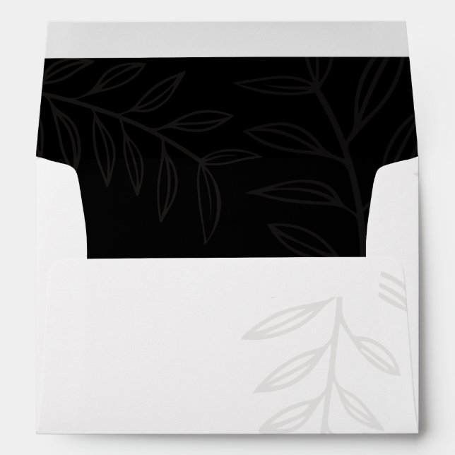 Boho Black and White Vintage Botanical Envelope (Back (Bottom))