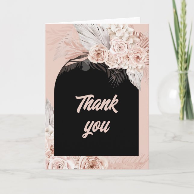 boho black arch thank you card (Front)