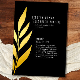Boho Black Gold Foil Vintage Botanical Wedding