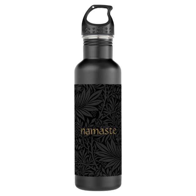 Boho Black Grey Botanical 710 Ml Water Bottle (Front)
