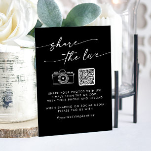 Boho Black Wedding Share the Love QR Code Acrylic Sign