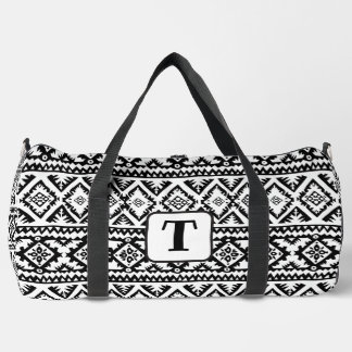 Boho Black White Ethnic pattern 4 Duffle Bag