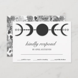 Boho Black & White Moon Phases RSVP Card
