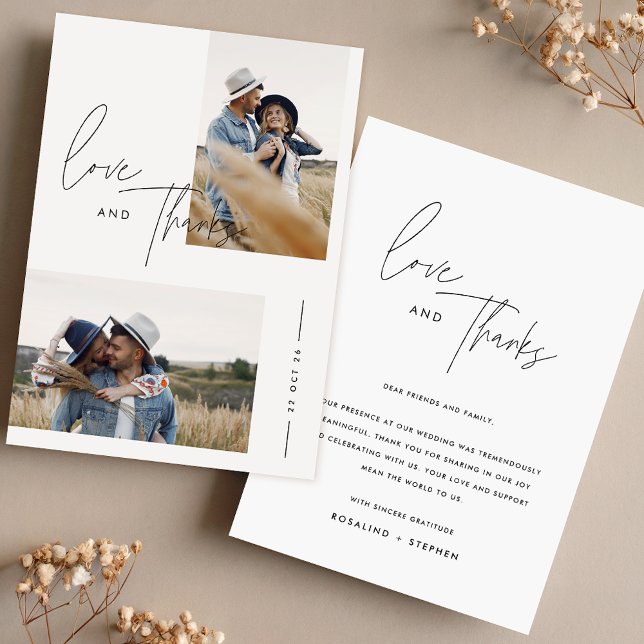 Boho Black & White Photo Wedding Thank You Card (Creator Uploaded)