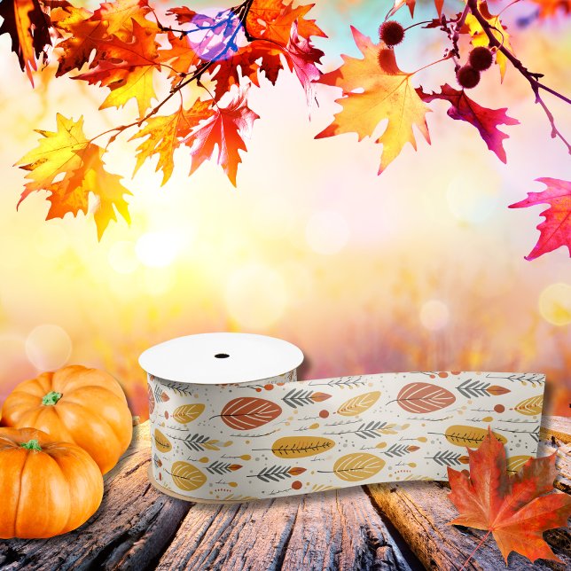 Boho Bliss Fall Leaves Satin Ribbon (Boho Bliss Fall Leaves Satin Ribbon)