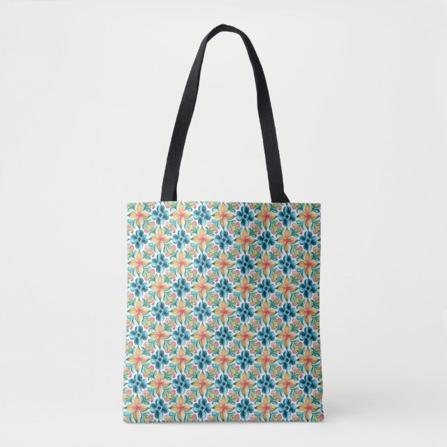 Boho Bliss: Watercolor Mandala Harmony Tote Bag (Front)