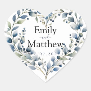 Boho Bliss Wedding Heart Sticker
