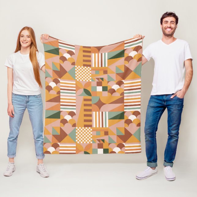 Boho Blocks Floral  Fleece Blanket (In Situ)