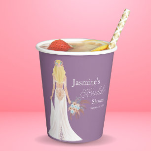 Boho Blonde Hair Bride With Flowers Paper Cups