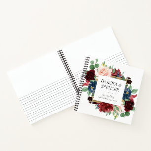 Boho Bloom   Burgundy and Navy Photo Guest Book