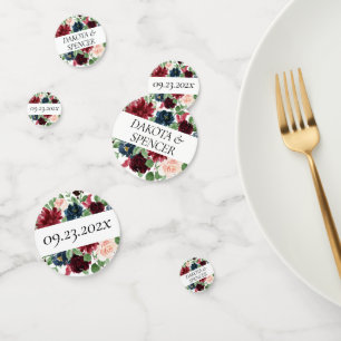 Boho Bloom   Burgundy Blush and Navy Blue Custom Confetti