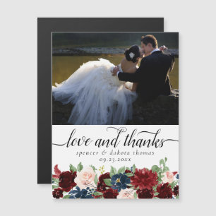 Boho Bloom Burgundy Navy Photo Thank You Magnet