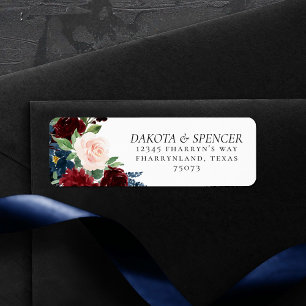 Boho Bloom   Burgundy Red and Navy Blue Address