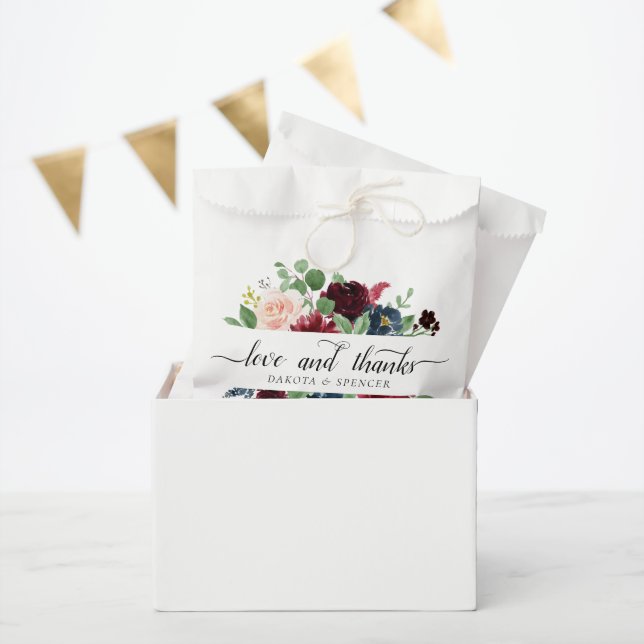 Boho Bloom | Burgundy Red and Navy Blue Garland Favour Bags (Party)
