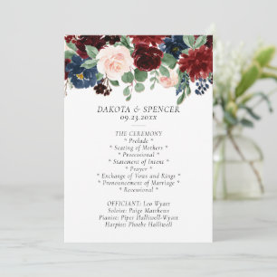 Boho Bloom   Burgundy Red and Navy Blue Garland Programme