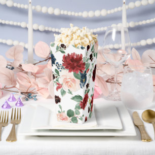 Boho Bloom Burgundy Red and Navy Blue Pattern Favour Box