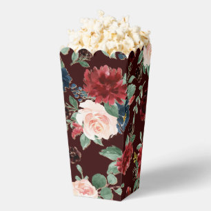 Boho Bloom Dark Burgundy and Navy Blue Pattern Favour Box