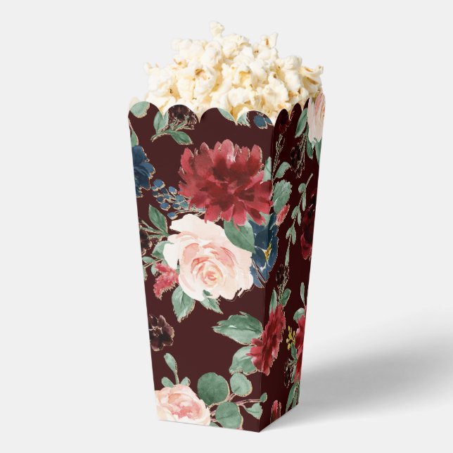 Boho Bloom | Dark Burgundy and Navy Blue Pattern Favour Box (Popped)