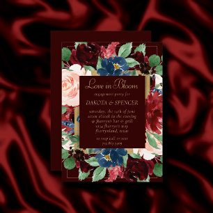 Boho Bloom Dark Elegant Burgundy Love in Bloom Invitation