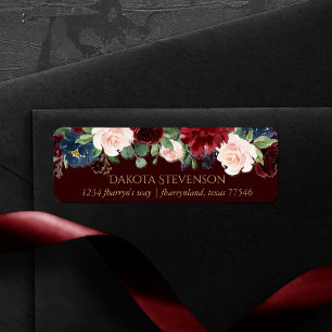 Boho Bloom   Dark Elegant Red and Navy Address