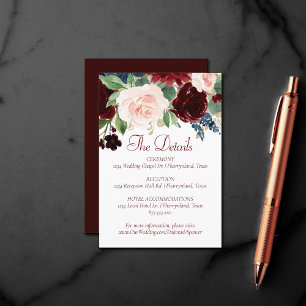 Boho Bloom   Elegant Burgundy Red Garland Details Enclosure Card
